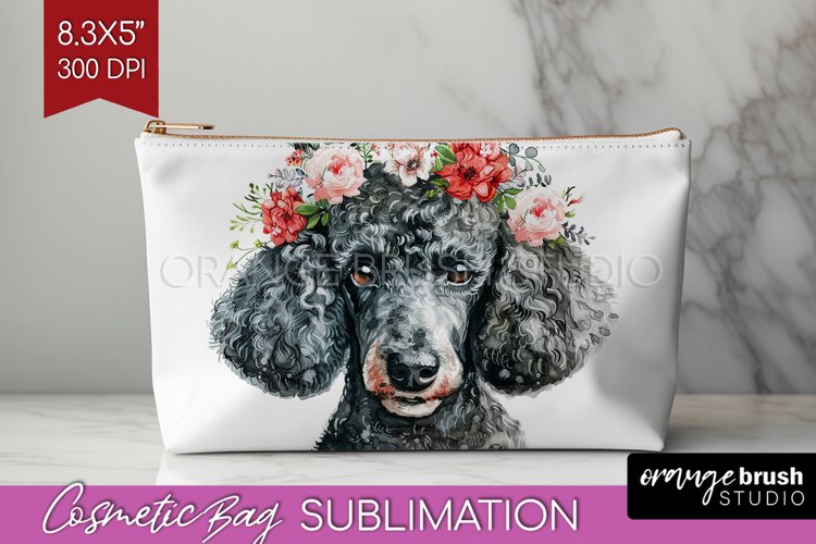 Floral Dog Cosmetic Bag - Flowers Makeup Bag PNG Sublimation example image 1