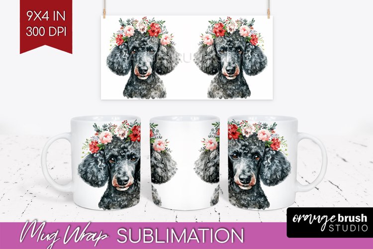 Floral Dog Mug Wrap - Flowers Mug PNG Sublimation