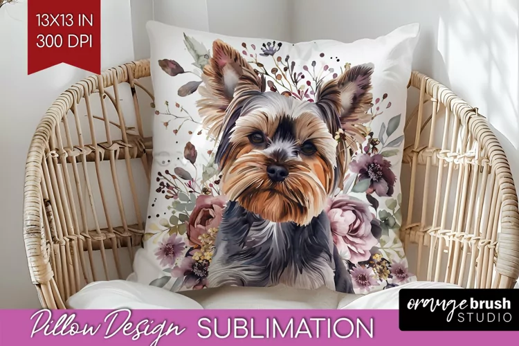 Floral Dog Pillow Sublimation - Flowers Pillow Cover PNG