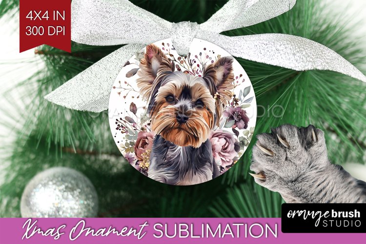 Floral Dog Ornament PNG - Flowers PNG Sublimation