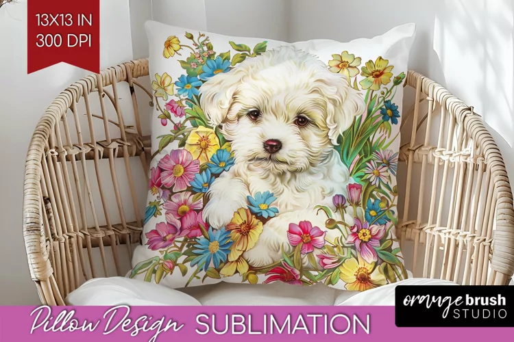 Floral Dog Pillow Sublimation - Flowers Pillow Cover PNG