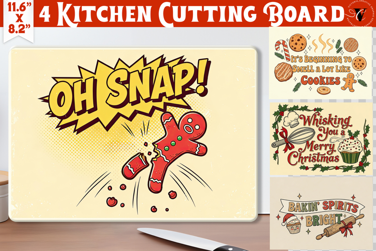 Kitchen Cutting Board | Funny retro Christmas Cutting Board