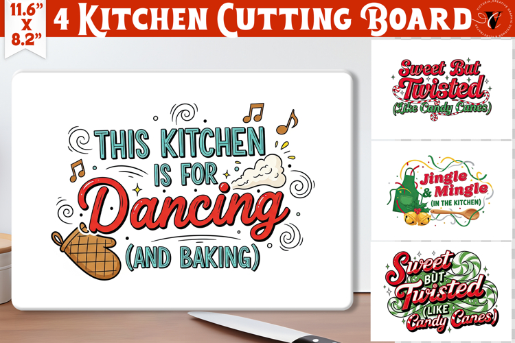 Kitchen Cutting Board | Funny retro Christmas Cutting Board