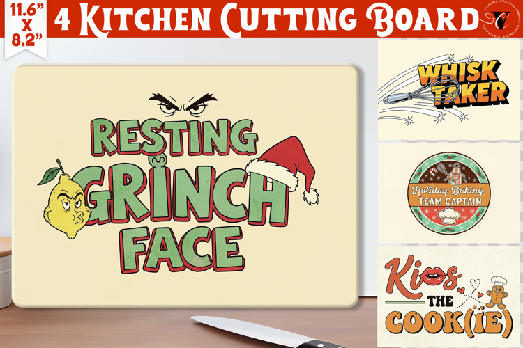 Kitchen Cutting Board | Funny retro Christmas Cutting Board