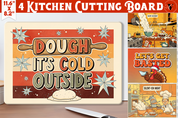 Kitchen Cutting Board | Funny retro Christmas Cutting Board
