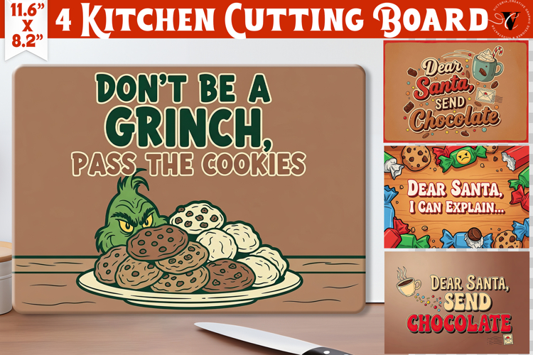 Kitchen Cutting Board | Funny retro Christmas Cutting Board