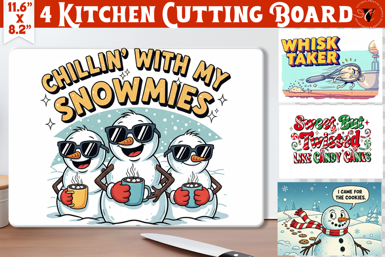 Kitchen Cutting Board | Funny retro Christmas Cutting Board