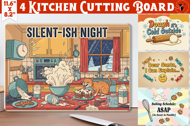 Kitchen Cutting Board | Funny retro Christmas Cutting Board
