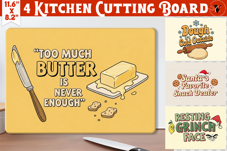 Kitchen Cutting Board | Funny retro Christmas Cutting Board