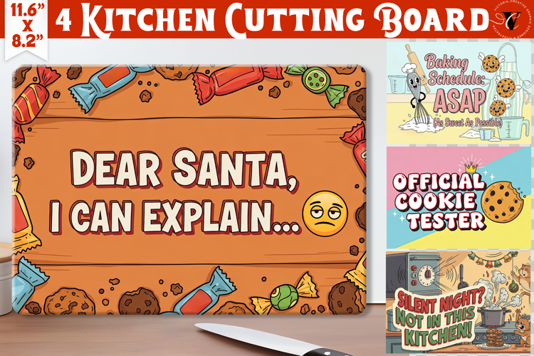 Kitchen Cutting Board | Funny retro Christmas Cutting Board