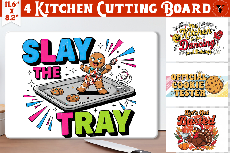 Kitchen Cutting Board | Funny retro Christmas Cutting Board