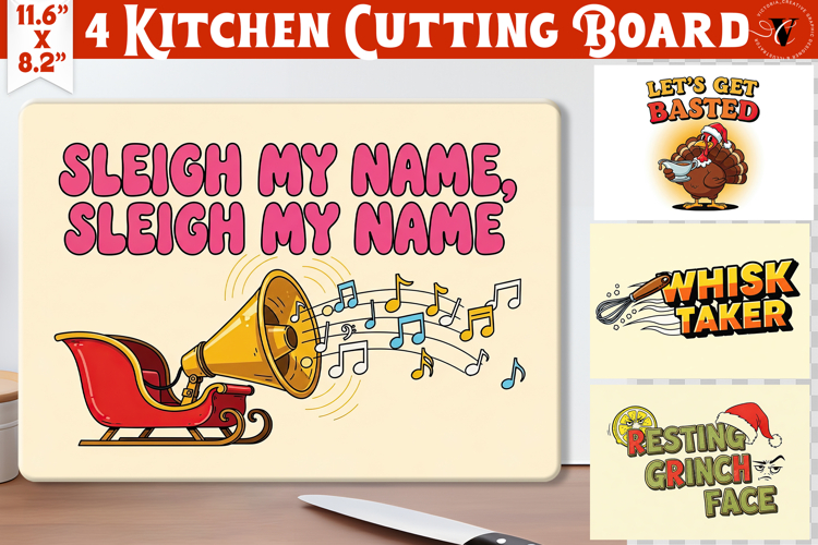Kitchen Cutting Board | Funny retro Christmas Cutting Board