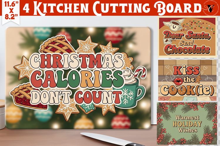 Kitchen Cutting Board | Funny retro Christmas Cutting Board