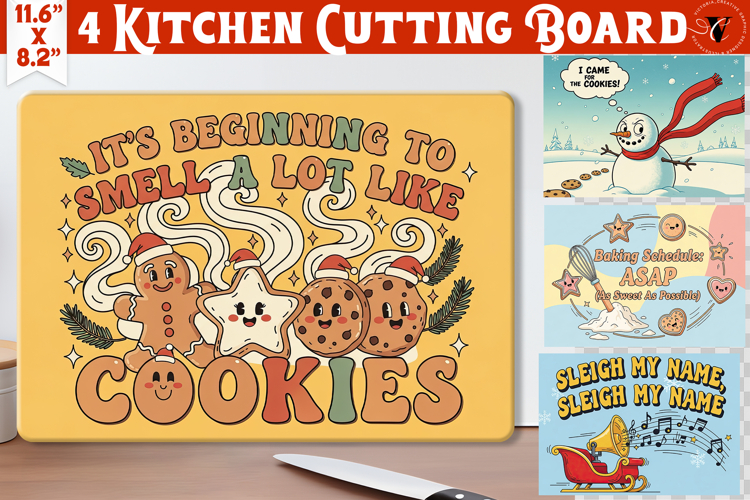 Kitchen Cutting Board | Funny retro Christmas Cutting Board