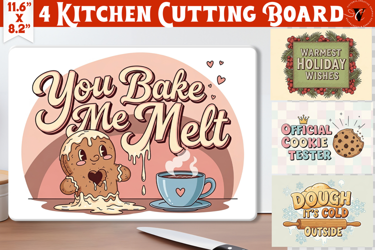 Kitchen Cutting Board | Funny retro Christmas Cutting Board