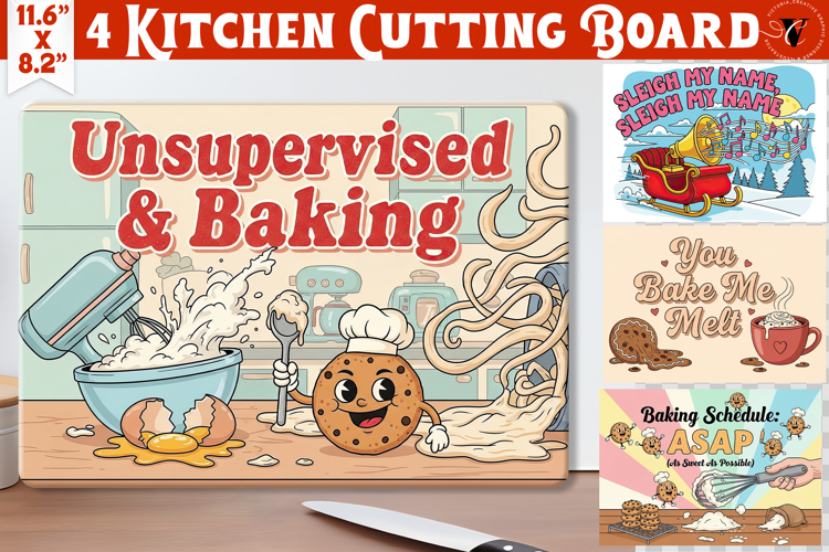 Kitchen Cutting Board | Funny retro Christmas Cutting Board