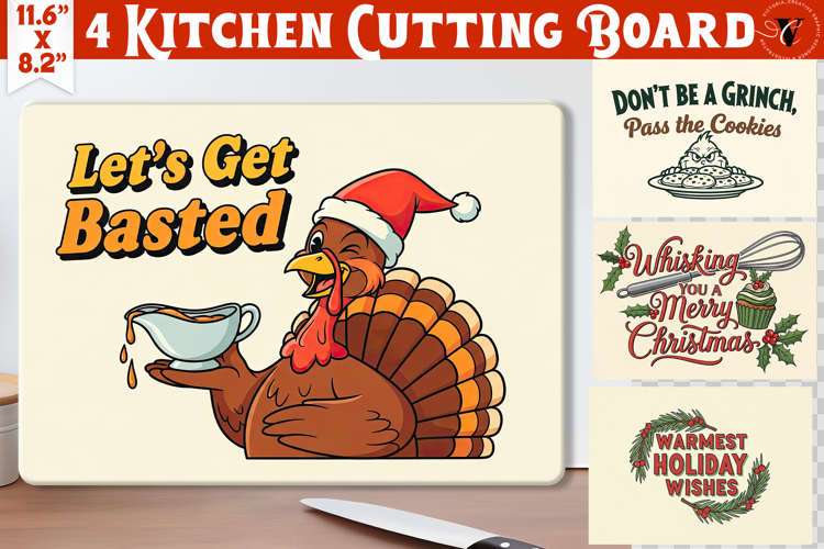 Kitchen Cutting Board | Funny retro Christmas Cutting Board