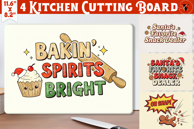 Kitchen Cutting Board | Funny retro Christmas Cutting Board