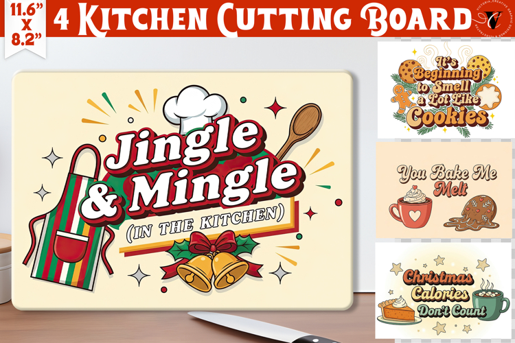 Kitchen Cutting Board | Funny retro Christmas Cutting Board