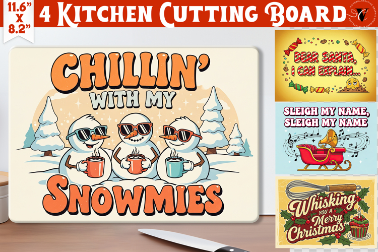 Kitchen Cutting Board | Funny retro Christmas Cutting Board