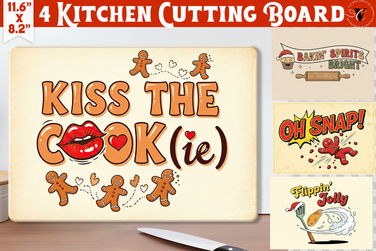 Kitchen Cutting Board | Funny retro Christmas Cutting Board