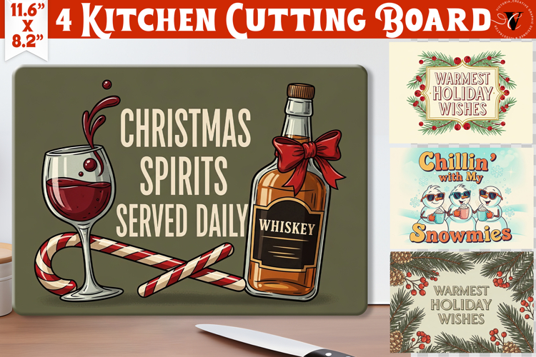 Kitchen Cutting Board | Funny retro Christmas Cutting Board