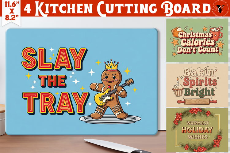 Kitchen Cutting Board | Funny retro Christmas Cutting Board