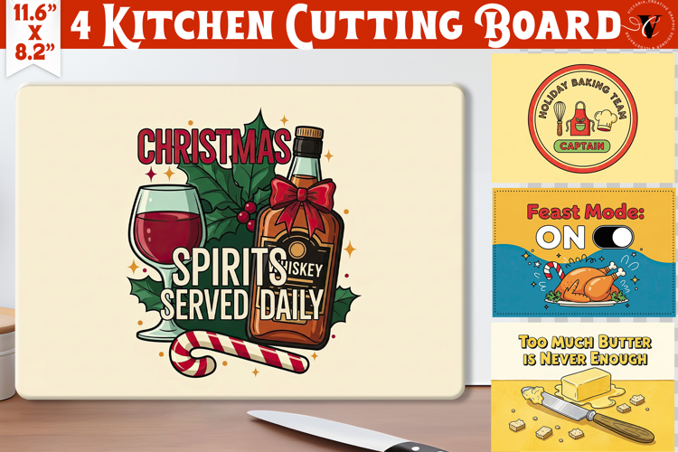 Kitchen Cutting Board | Funny retro Christmas Cutting Board