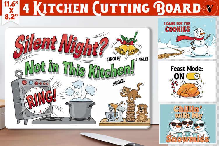 Kitchen Cutting Board | Funny retro Christmas Cutting Board