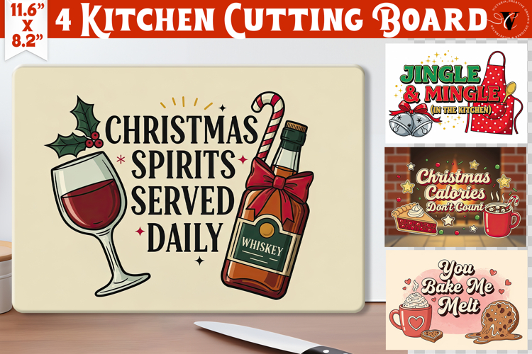 Kitchen Cutting Board | Funny retro Christmas Cutting Board