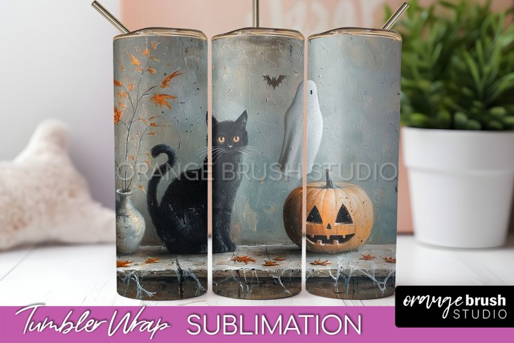 Ghost Tumbler Wrap - Vintage Halloween Tumbler Sublimation