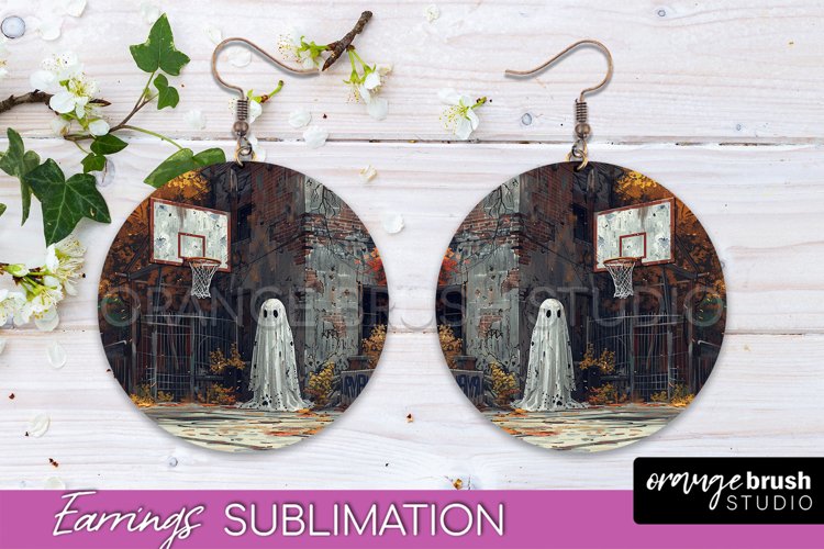 Halloween Earrings - Cute Ghost Round Earring Sublimation