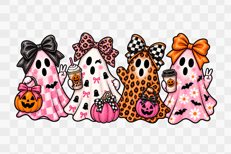 Cute Girly Pink Ghost Halloween Clipart PNG Design