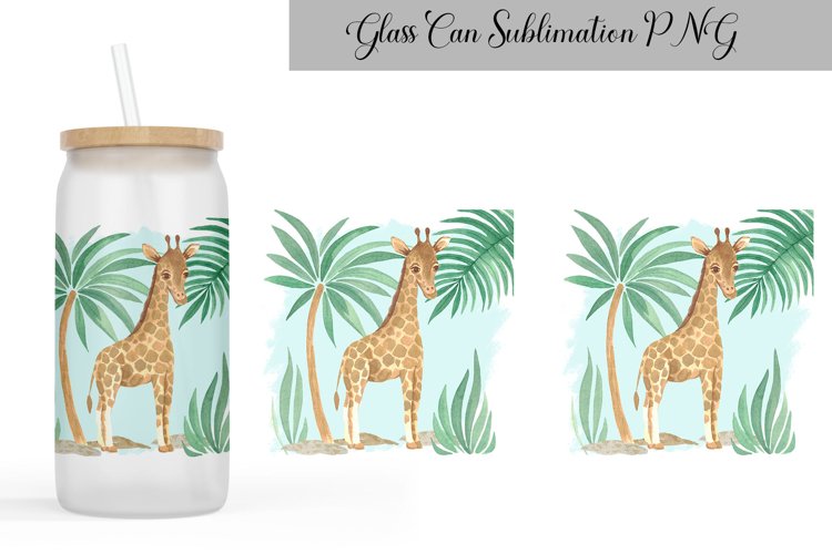 Giraffe Glass Can Wrap | Animal Sublimation Design example image 1