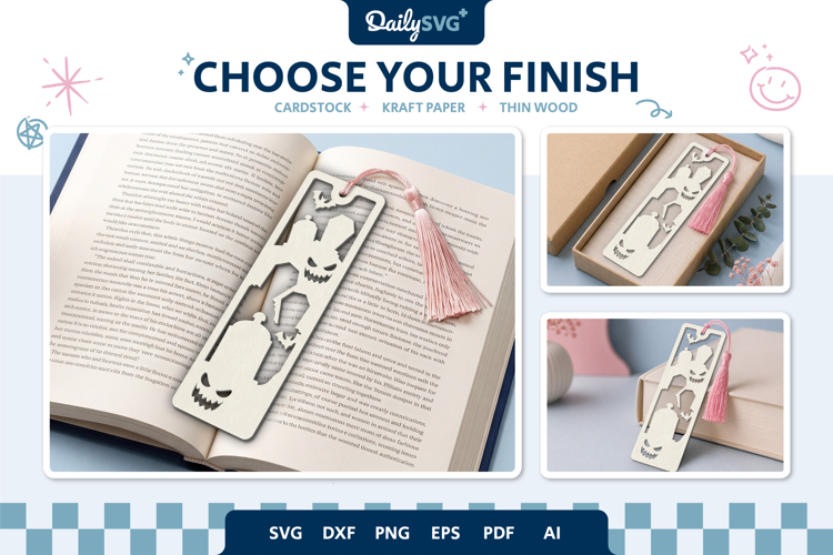 Graveyard Bookmark Halloween SVG Spooky Cut File