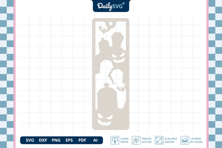 Graveyard Bookmark Halloween SVG example image 1