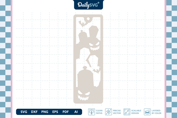 Graveyard Bookmark Halloween SVG