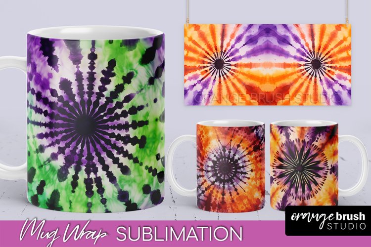 Halloween Tie Dye Coffee Mug Sublimation - Spooky Mug Wrap example image 1