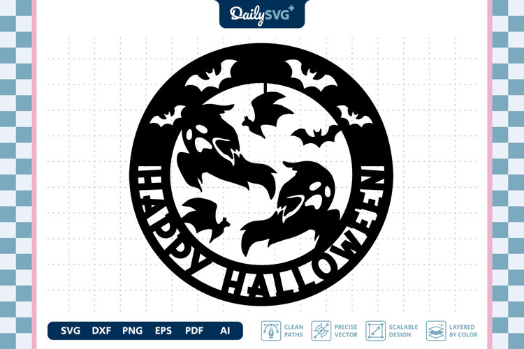 Happy Halloween Round SVG Spooky Holiday Cut File example image 1