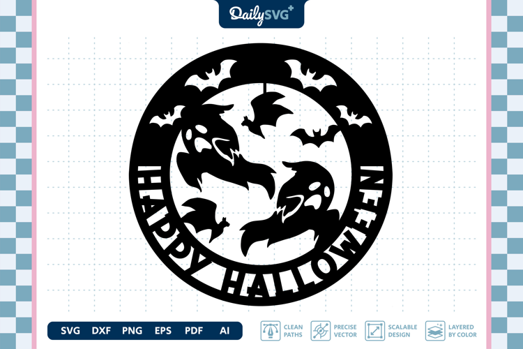 Happy Halloween Round SVG Spooky Holiday Cut File