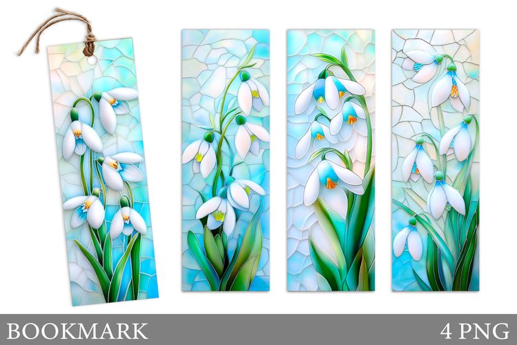Snowdrops Bookmark Design. Flowers Bookmark Sublimation