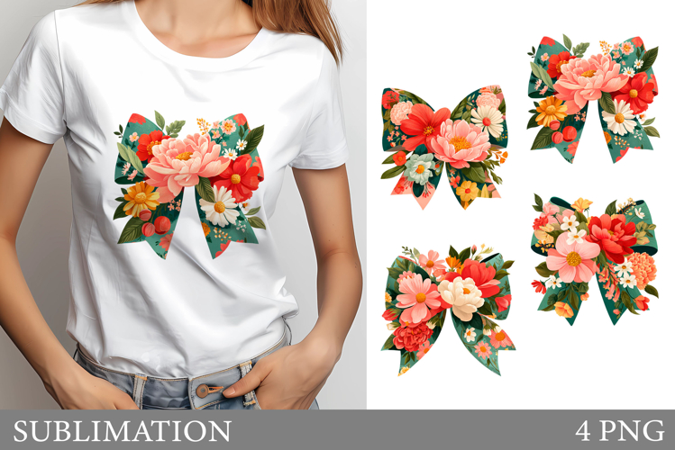 Floral Bow T-Shirt Design. Floral Bow Sublimation