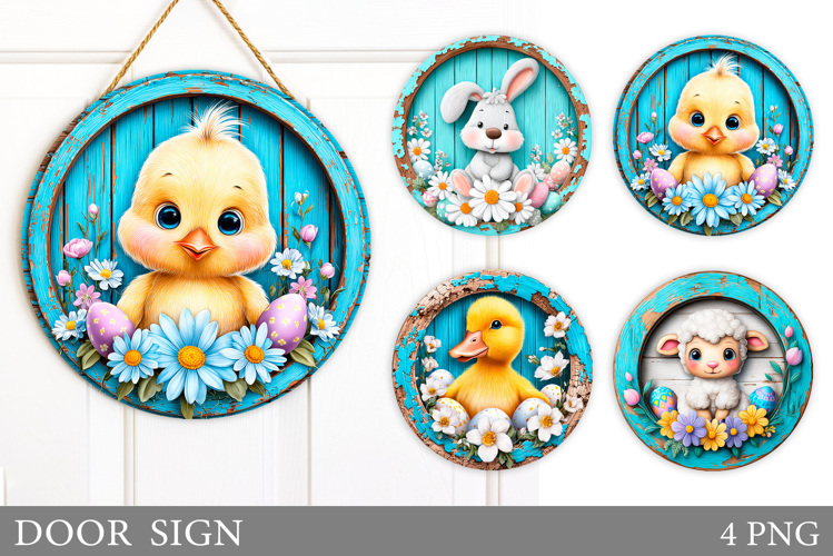 Easter Animals Door Sign. Easter Door Sign Sublimation
