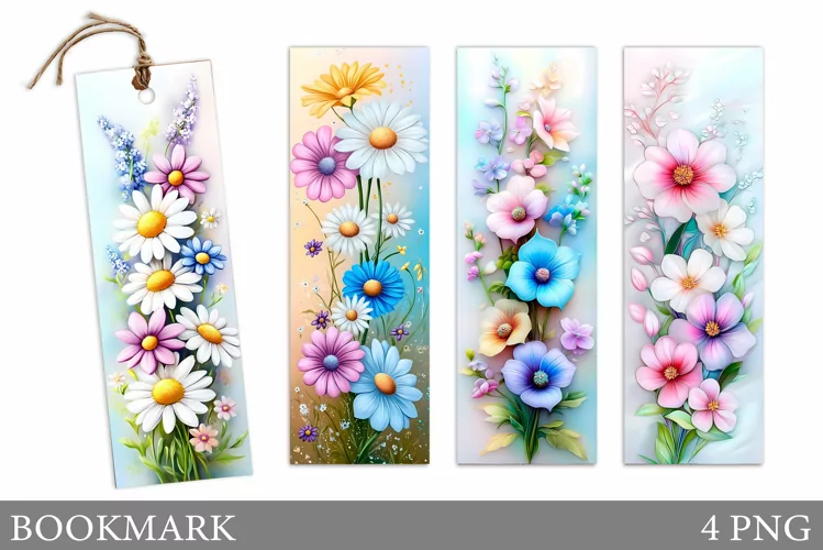 Flowers Bookmark Design. Floral Bookmark Sublimation
