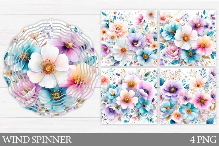 Flowers Wind Spinner Design. Floral Wind Spinner Sublimation