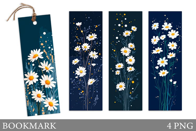 Daisy Flowers Bookmark Design. Flowers Bookmark Sublimation