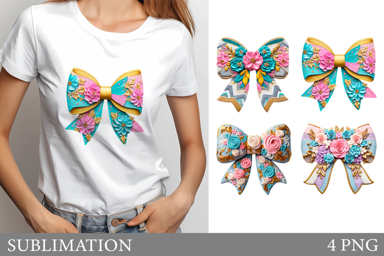 Floral Bow T-Shirt Design. Floral Bow Sublimation