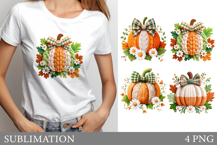 Crochet Pumpkin T-Shirt Design. Crochet Pumpkin Sublimation
