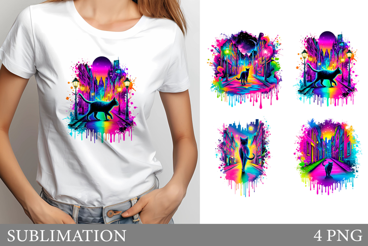 Black Cat Sublimation. Black Cat T-Shirt Design