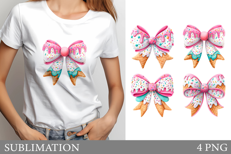 Ice Cream Bow Sublimation. Ice Cream Bow T-Shirt Design